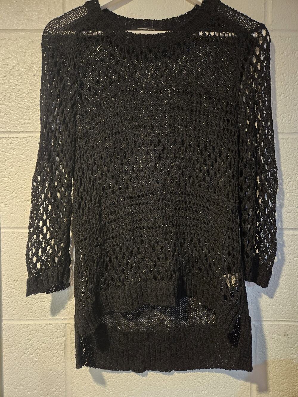 Womens Christian Siriano Black Net Shirt Size M